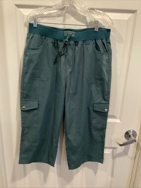 Ladies Teal Cargo Drawstring Shorts